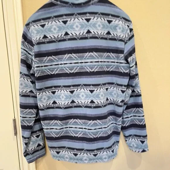Eddie Bauer Quest Fleece Blue Aztec 1/4 Zip Pullover Sweater Medium - Picture 7 of 9